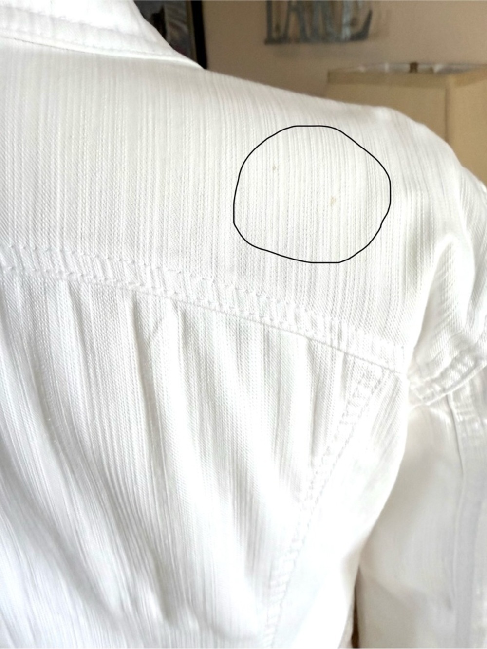 Vintage Tapemeasure by Anthropology Cropped White Jean Jacket - Picture 16 of 16